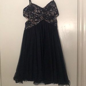 Navy Formal Cocktail Dress with Side Cutouts